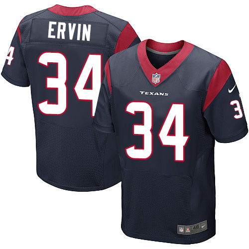 Men's Elite Tyler Ervin Nike Jersey Navy Blue Home - #34 NFL Houston Texans